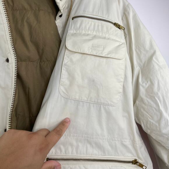 VTG Polo by Ralph Lauren Ivory tan hooded puffer jacket down feather Men's XL - Picture 8 of 16